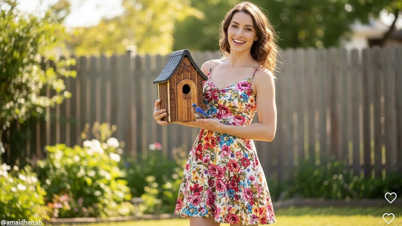 CEDAR ALPHA Water Proof Bluebird Bird Houses for Outside, 1.5" Entrance with Landing Perch Guard, Rustic Patriot Style, Squirrel Proof Composite Material Bird House for Outdoor, HDPE Roof 10 Years Weatherable - Image 2